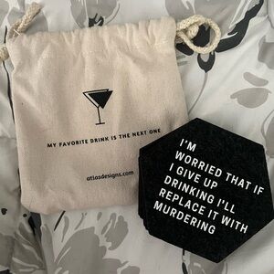 Atlas Designs Drink Coasters and Bag Set